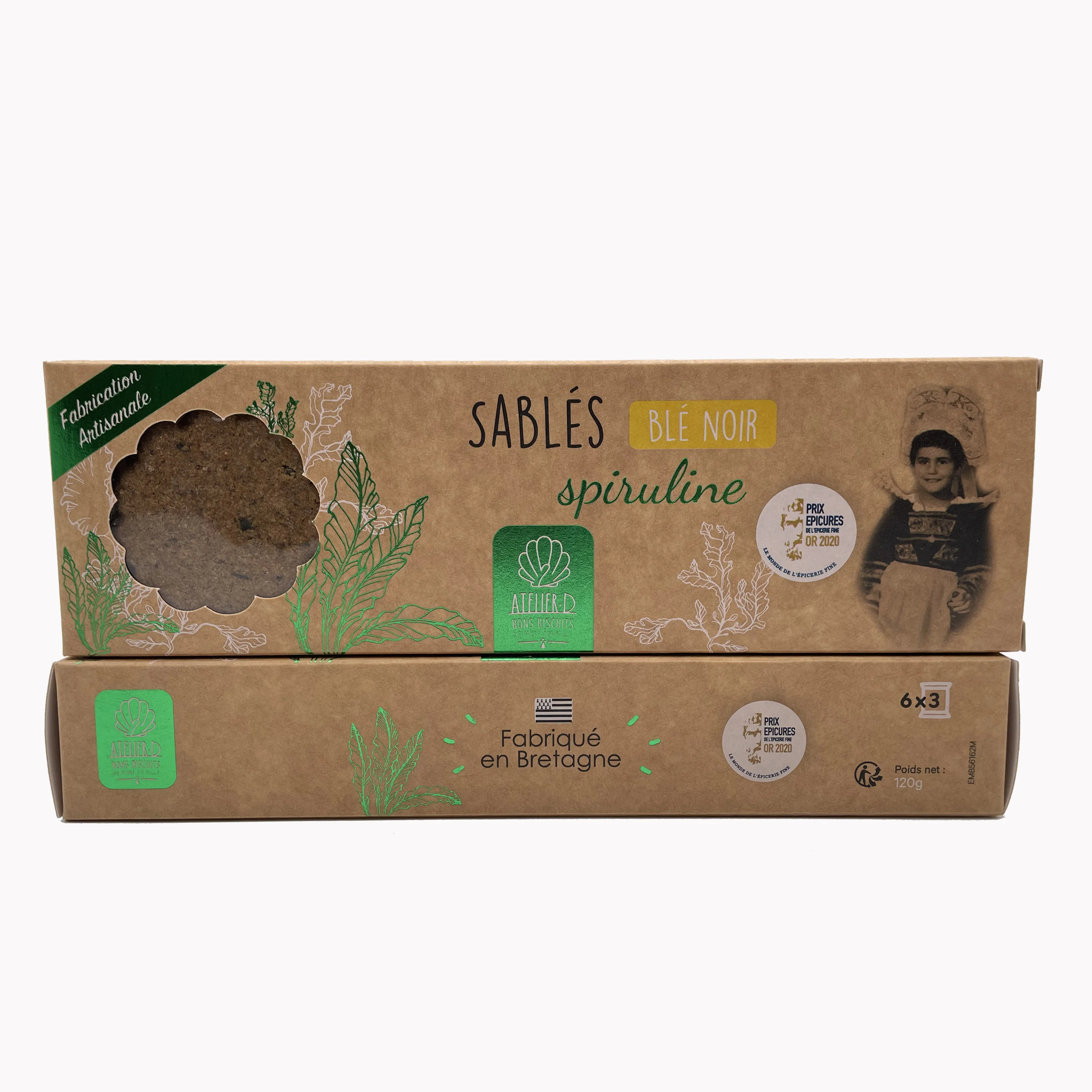 Sablés au blé noir et à la spiruline AtelierD 120g