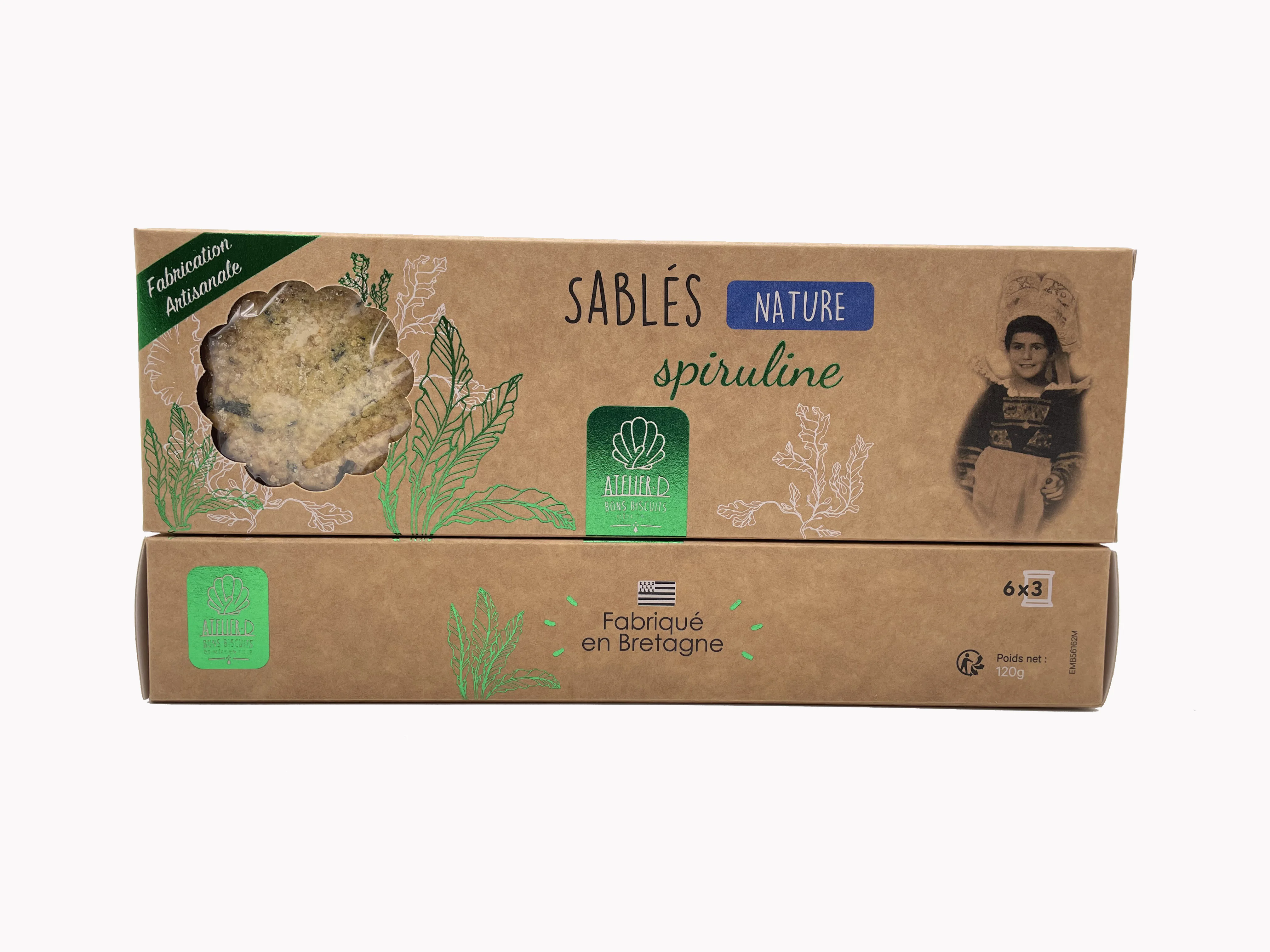Sablés nature à la spiruline AtelierD 120g